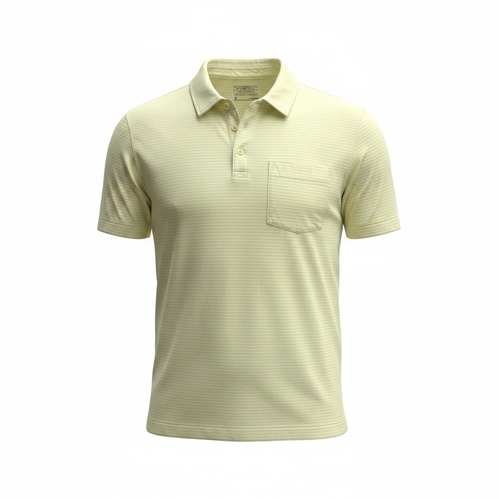 Patagonia Mens Small Yellow Striped Cotton Polo Shirt Short Sleeve Pocket Tee